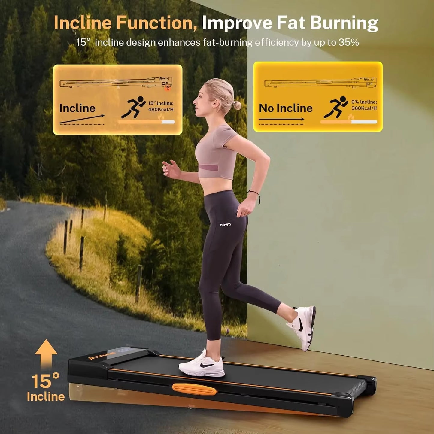 For Walking Pad Treadmill with Incline, under Desk Treadmills, Portable Treadmill for Home Office, Walking Pad 4 in 1 Treadmill